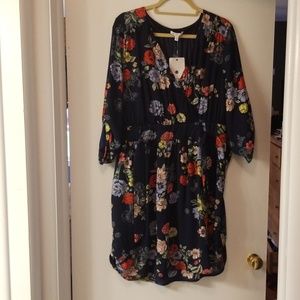 Navy Floral Shirt Dress